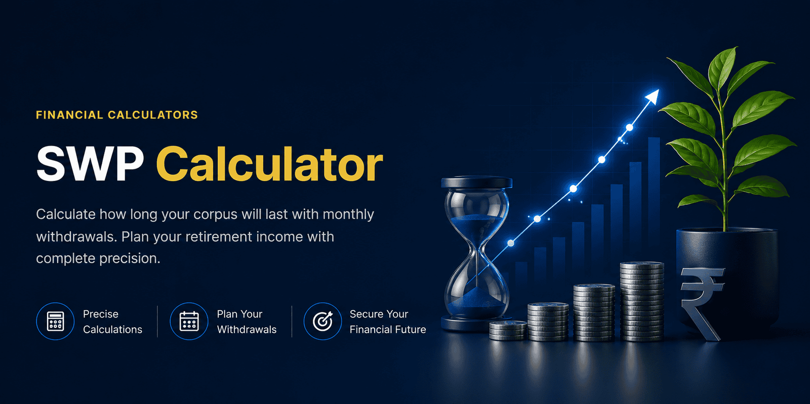 SWP Calculator — plan your retirement income and see how long your corpus will last with monthly withdrawals.